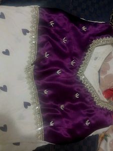 Women Purple White Designer Anarkali Kurti Velvet