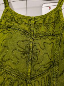 Olive green denim look rayon stylish crop top