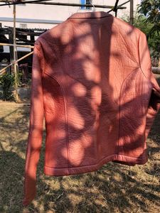 Stylish Pink Faux Leather Jacket
