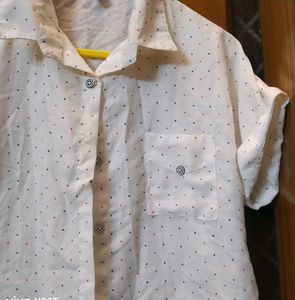 White Dotted Short Sleeve Shirt
