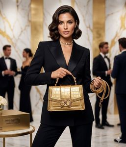 Dolce &amp; Gabbana Gold Croc Embossed Bag