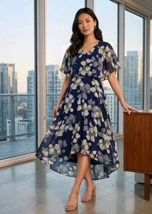 Floral Print Flowy Midi Dress