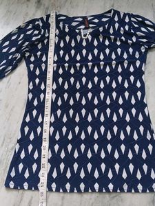 Navy Blue Diamond Print Long Sleeve Top
