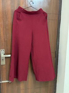 Maroon Wide-Leg Pants