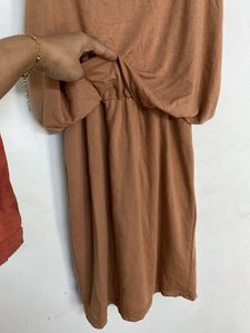 Casual Brown Sleeveless Mini Dress