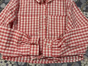 Max Red Checkered Tie-Front Shirt