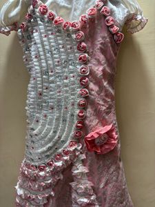 Designer Pink &amp; White Embellished Gown