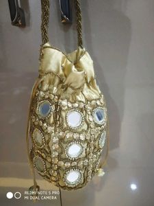 Embellished Potli Bag with Mirror Work