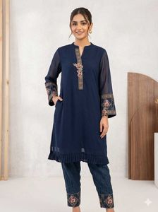Elegant Embroidered Kurti and Pants Set