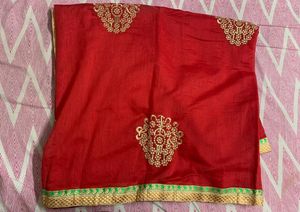 Elegant Red Embroidered Saree