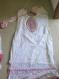 white designer dress  kurta plus duppatta