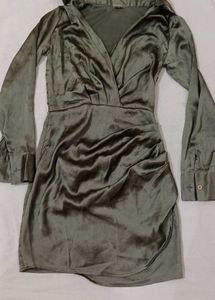 Satin Ruched Mini Dress