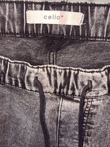 Grey Washed Denim Jogger Jeans