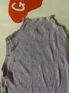 Sparkly Mock Neck Sleeveless Top