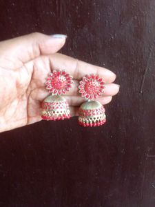 Red Jhumka Earrings