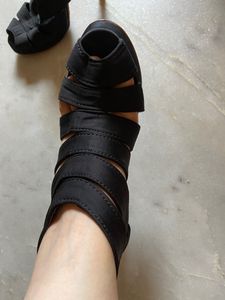 Black Peep-Toe Heels