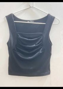 Chic Black Ruched Tank Top