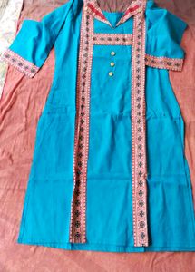 women blue cotton kurti