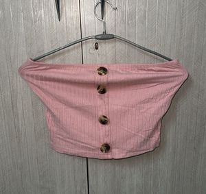 Pink Button Crop Top