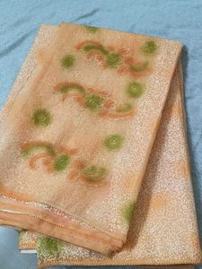 Elegant Peach Floral Saree