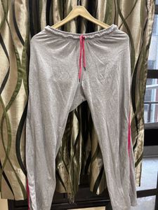 Gray Joggers with Pink Stripe