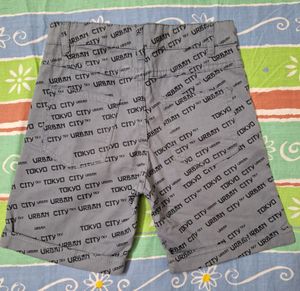 Grey Typographic Print Shorts For Boys Size 5-6yrs