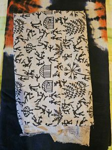 black bhandhini khadi cotton saree