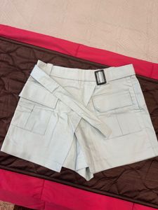 Light Blue Cargo Shorts with Belt