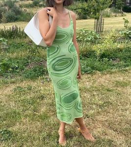 Pintresty fuzzy Green Patterned Maxi Dress