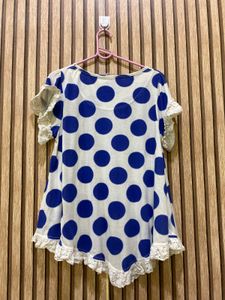 Cute Polka Dot Tunic with Lace Trim