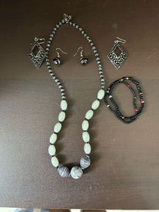 Boho Beaded Necklace & Earring Set