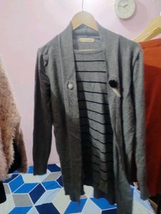 Trendy 2-Piece Knit Twin Set – Shrug with Inner To