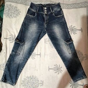 Dark Blue cargo Jeans For Women's Like New