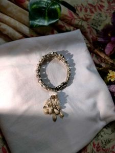 Elegant Pearl and Crystal Bangle