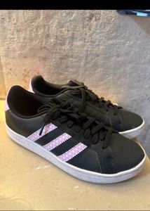 Adidas Black &amp; Pink Striped Sneakers