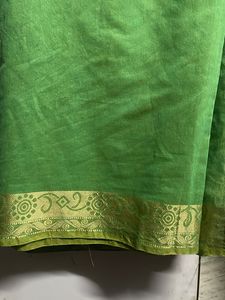 Vibrant Green Saree with Gold Border