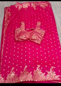 Beautiful Pink Bandhani Saree