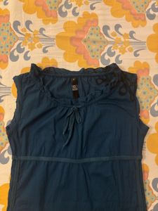 Kazo Chic Teal A-Line Mini Dress with slit