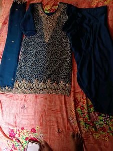 Heavy embroidery full patiyala suit dupatta