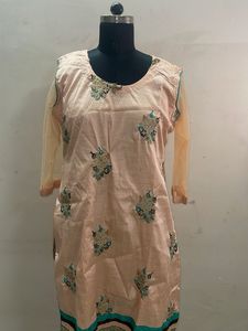 Embroidered Peach Kurta