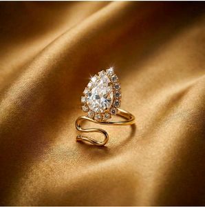 Sparkling Teardrop Statement Ring