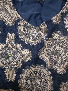 Stylish Navy Printed Tunic Top combo