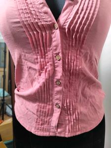Sleeveless Pink Button-Up shirt