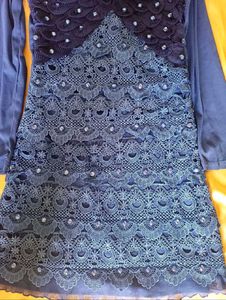 Elegant Blue Lace Dress and Black Shimmer D