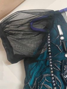Designer Teal Embroidered Knee length Gown