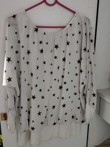 Chic White Star Print Blouse