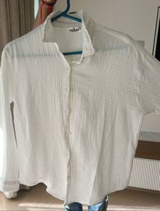 Cozy Textured White Shirt Trouser  Set