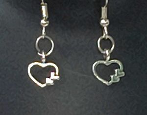 Heart Silver Metal Charm Dangle Earrings