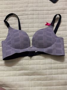 Plaid Pattern Bra with Pink Bow Detail set 2