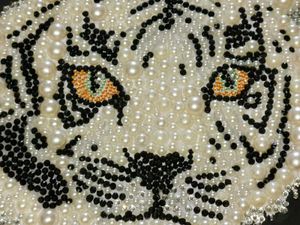 Embellished Tiger Face with pearls and stones